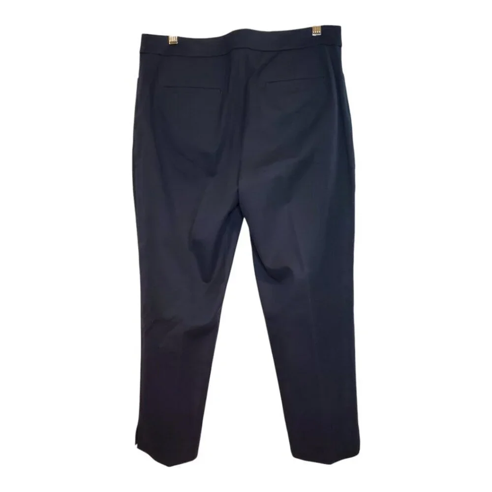 TALBOTS PETITES SZ 6P Curvy Cropped Black Flat Front Mid-rise Dress Trouser Pant - Picture 3 of 8